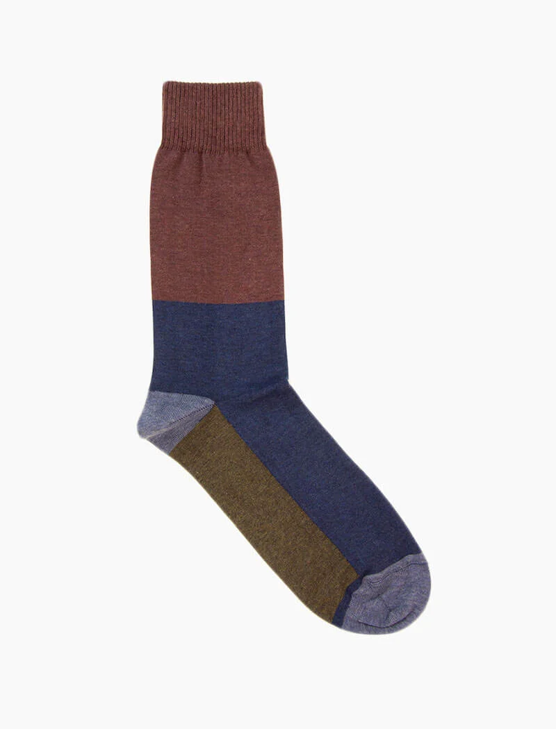 Blue Colour Block Organic Cotton Socks