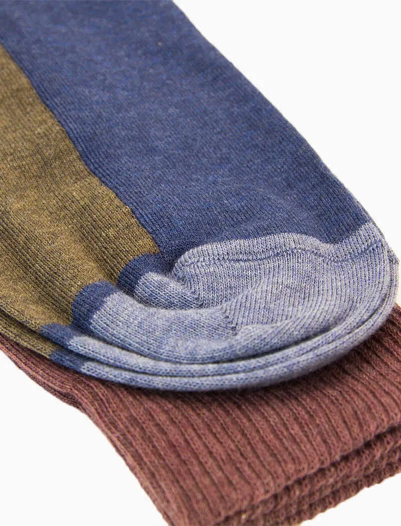 Blue Colour Block Organic Cotton Socks
