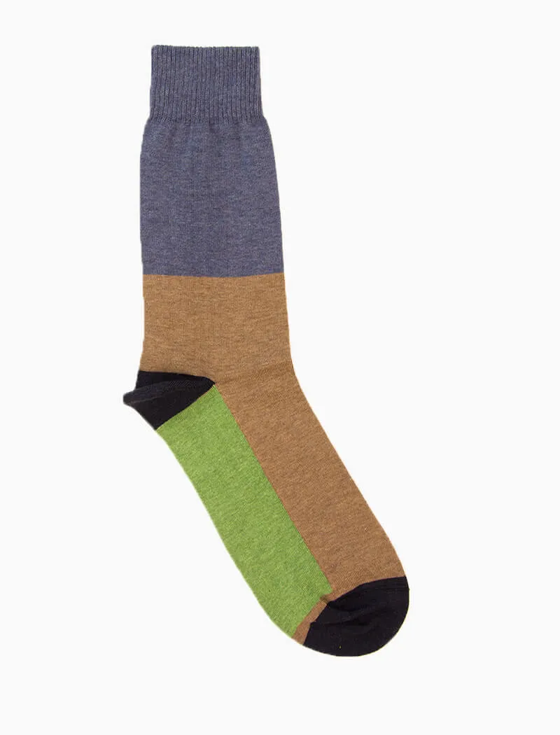 Beige Colour Block Organic Cotton Socks