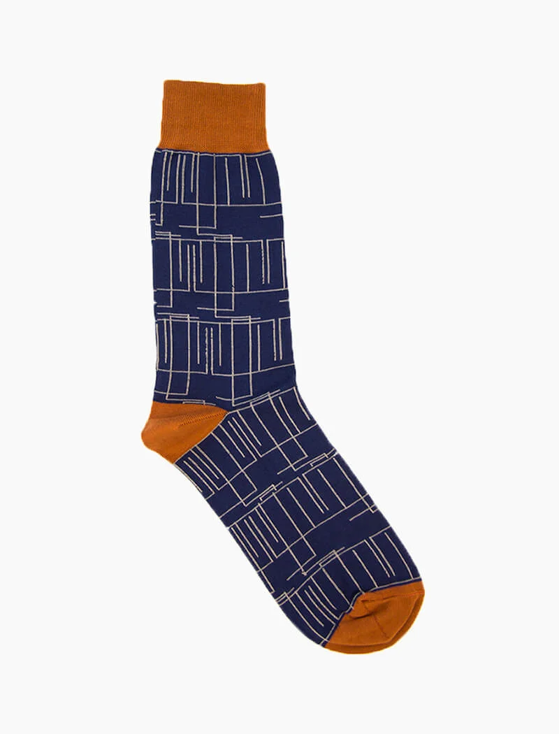 Blue Random Lines Organic Cotton Socks