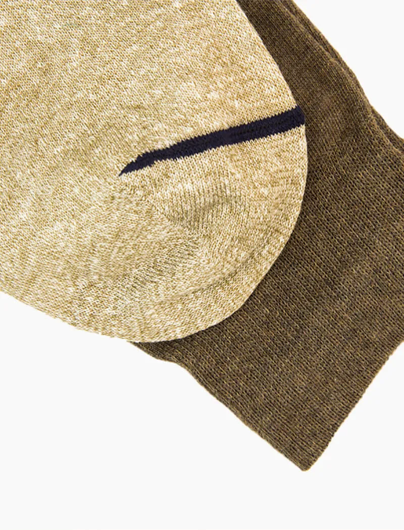 Brown Colour Block Melange Linen & Organic Cotton Socks