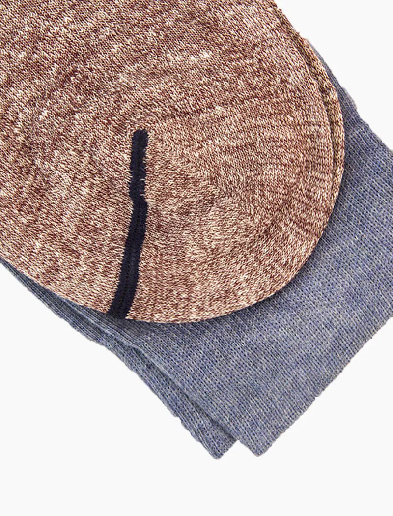 Jeans Blue Colour Block Melange Linen & Organic Cotton Socks