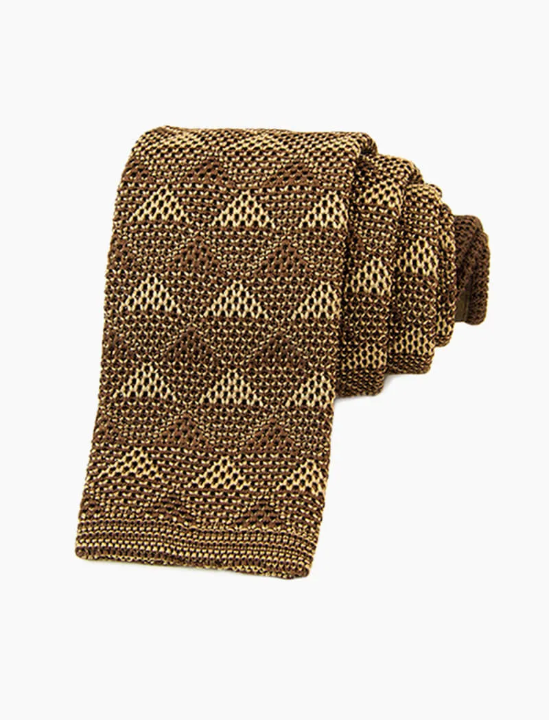 Brown Diamonds Silk Knitted Tie