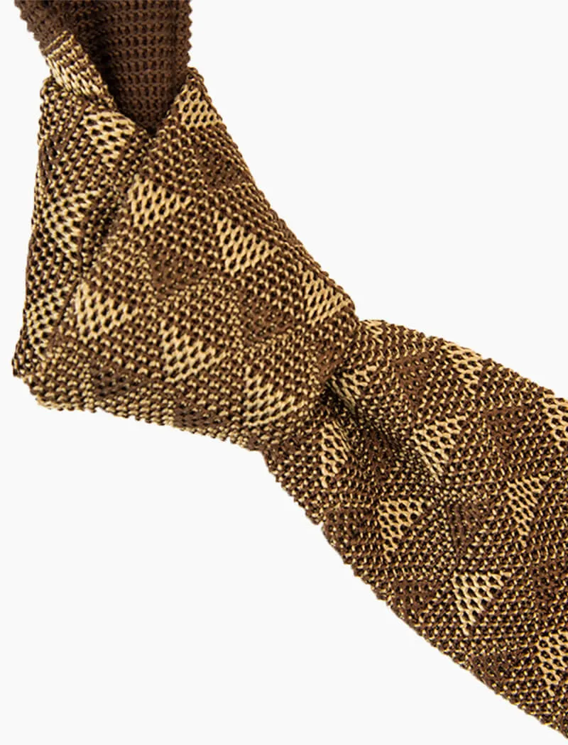 Brown Diamonds Silk Knitted Tie