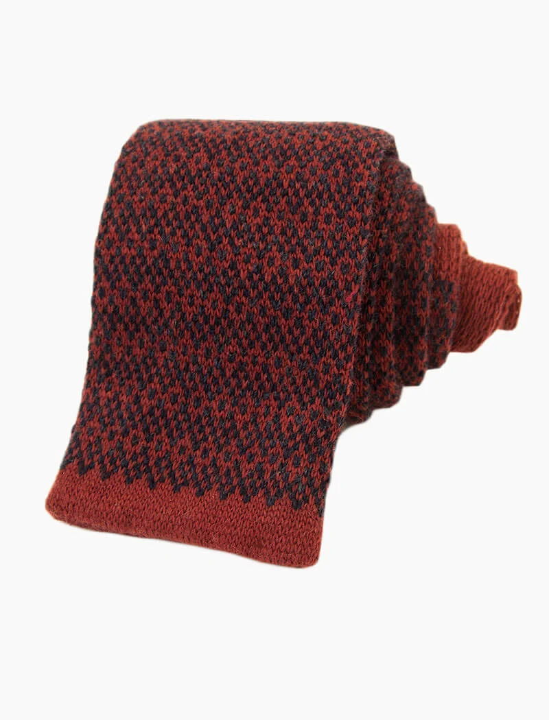 Burgundy Dotted Wool & Cashmere Knitted Tie
