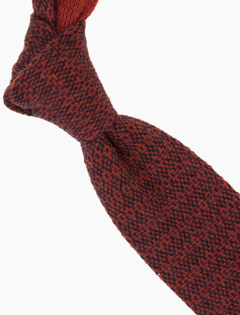 Burgundy Dotted Wool & Cashmere Knitted Tie