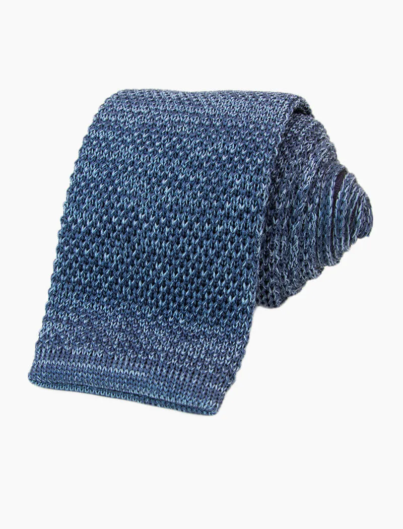 Blue Melange Shappe Silk Knitted Tie