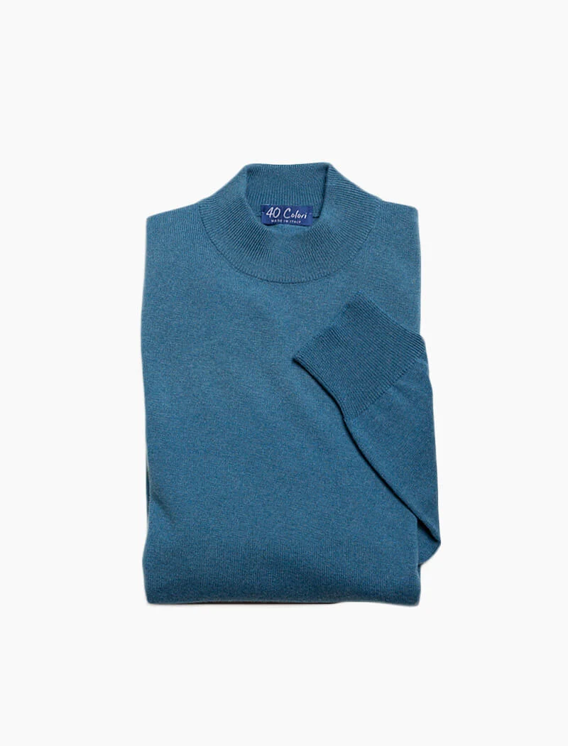 Teal Mock Neck Cashmere Jumper