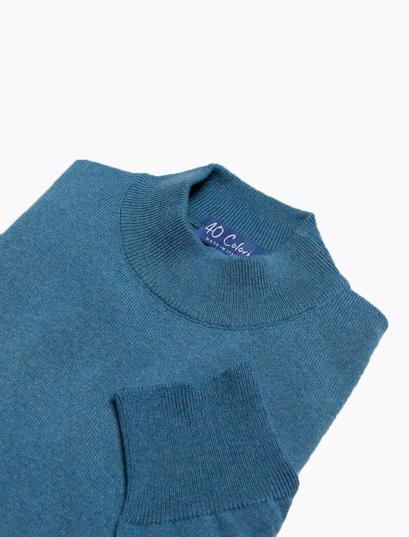 Teal Mock Neck Cashmere Jumper