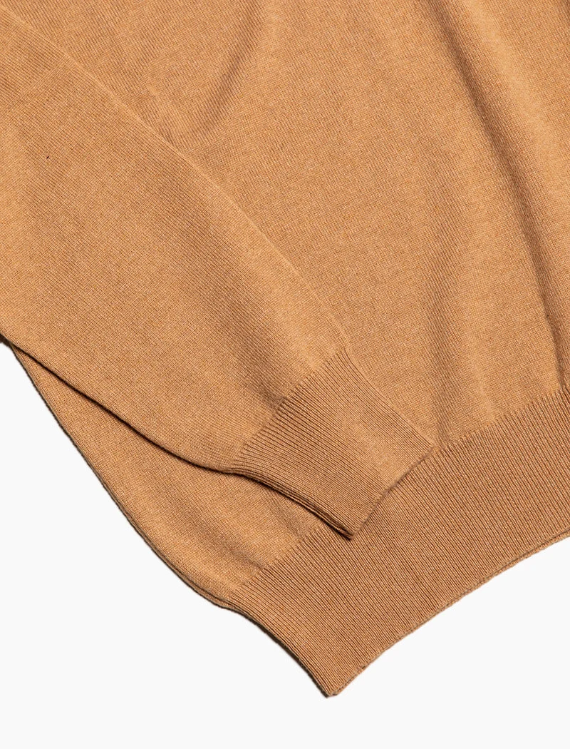 Beige Deep V Neck Cashmere Jumper