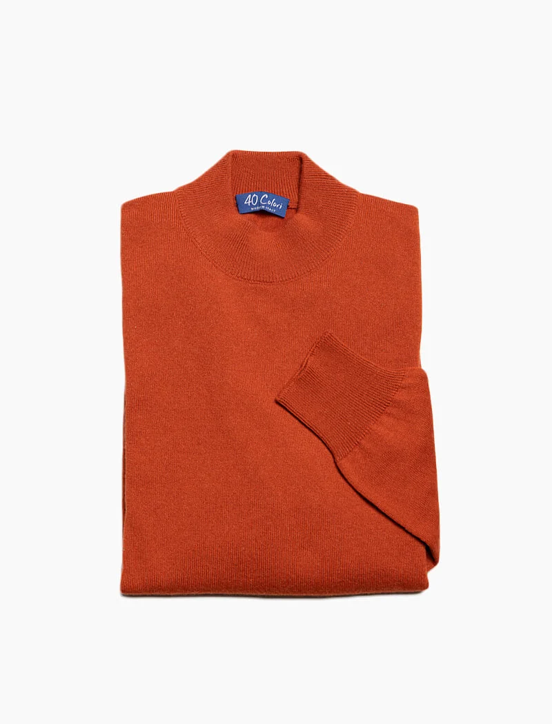 Rust Mock Neck Cashmere Jumper