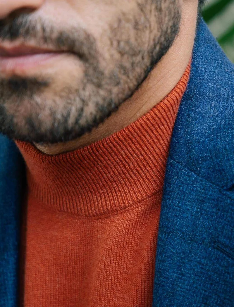 Rust Mock Neck Cashmere Jumper