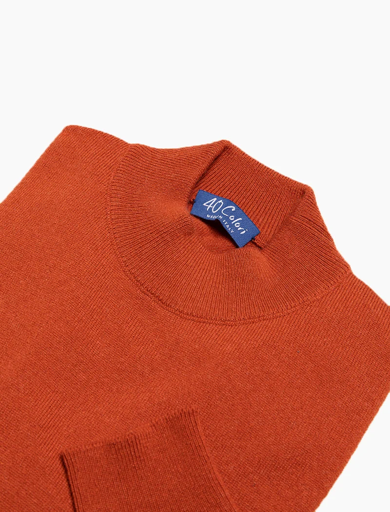 Rust Mock Neck Cashmere Jumper