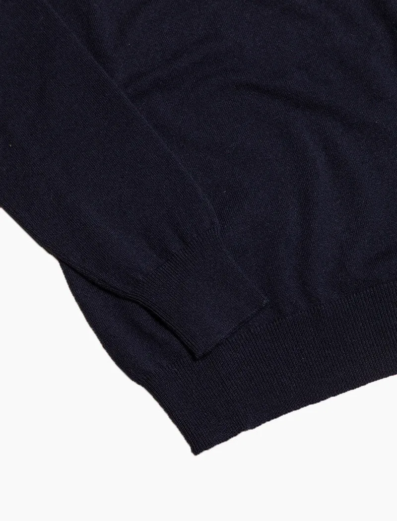 Dark Blue V Neck Cashmere Jumper