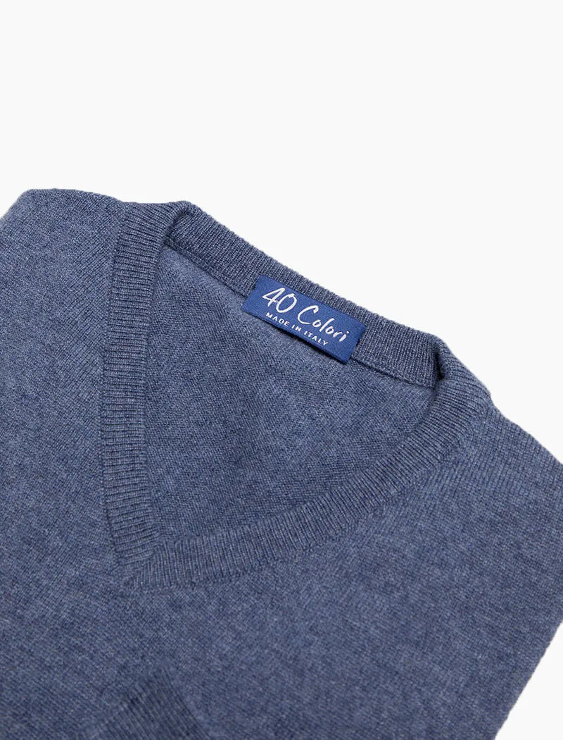 Light Blue V Neck Cashmere Jumper