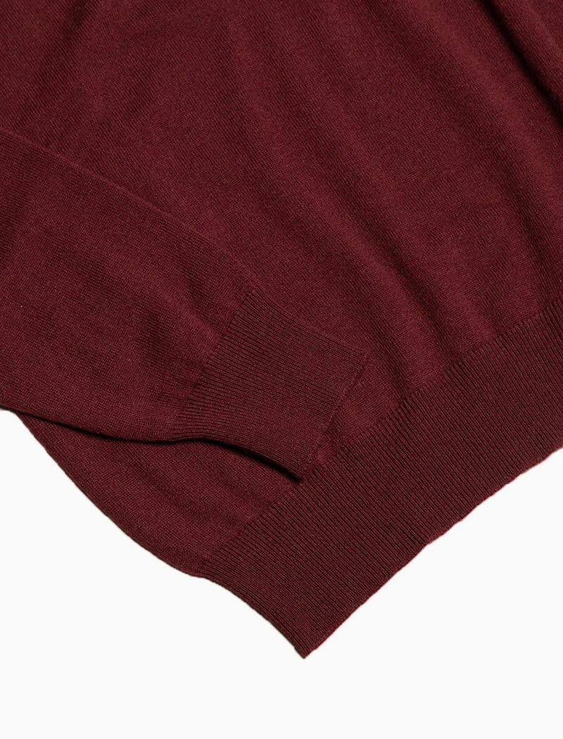 Burgundy V Neck Cashmere Jumper