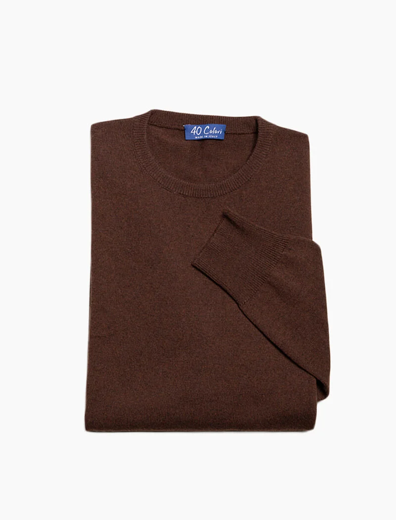 Brown Crew Neck Cashmere Jumper