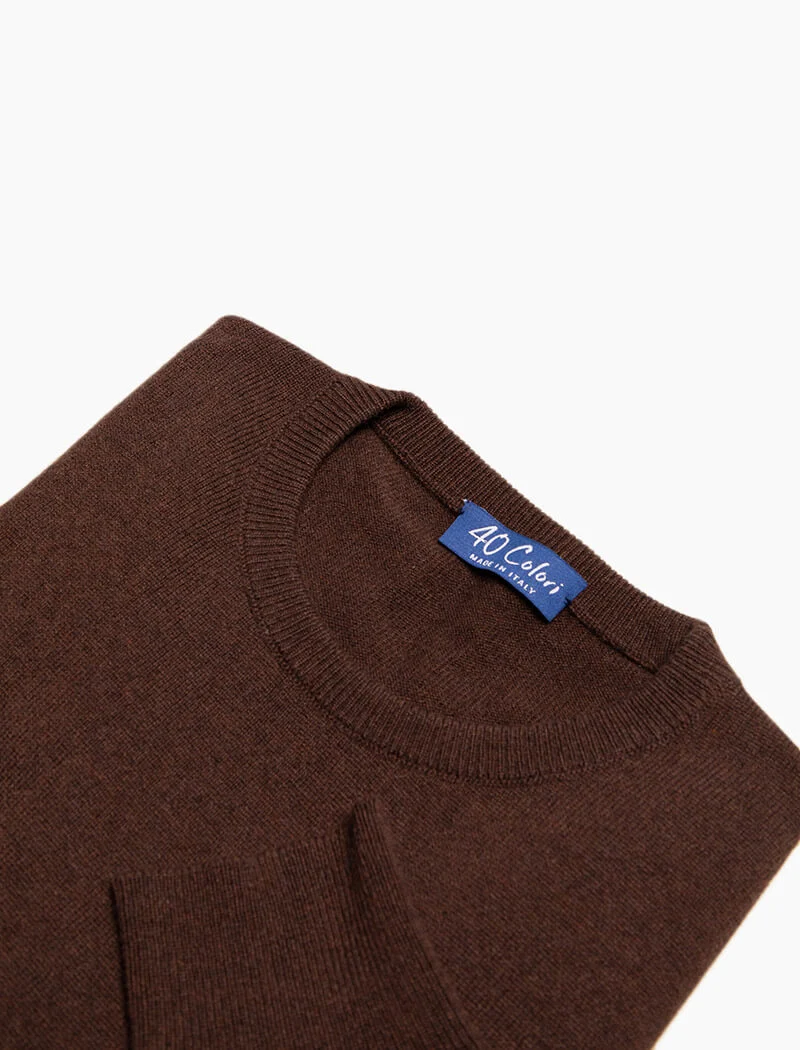 Brown Crew Neck Cashmere Jumper