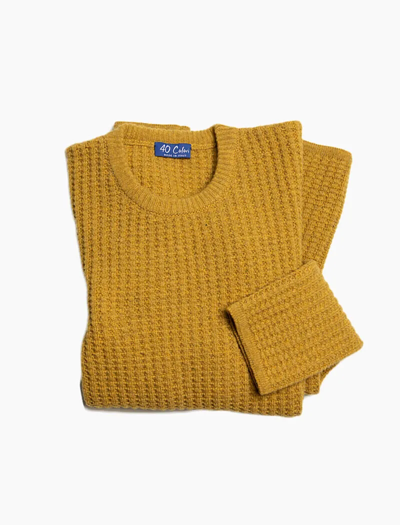 Mustard Waffle Knit Wool & Cashmere Jumper