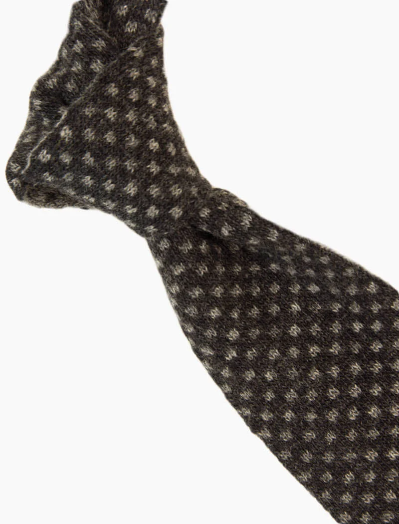 Charcoal & Grey Pointed Small Squares Reversible Knitted Tie