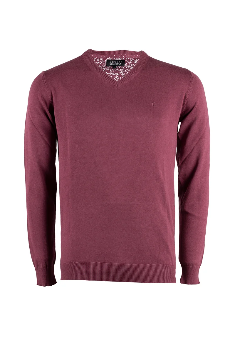 Pullover scollo a V uomo in puro cotone
