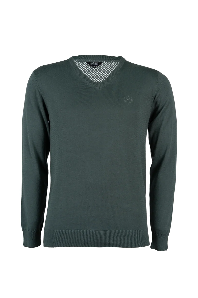 Pullover scollo a V uomo in puro cotone