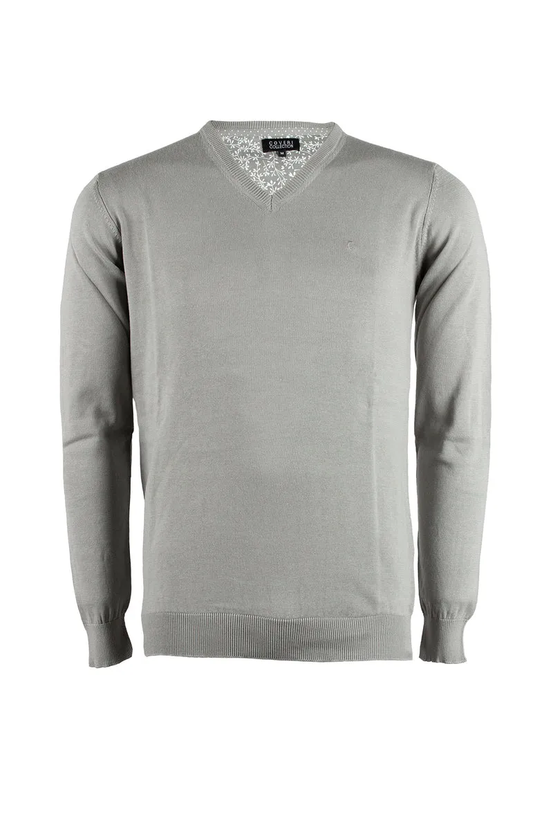 Pullover scollo a V uomo in puro cotone