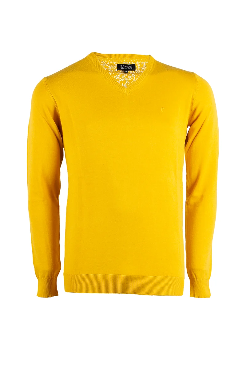 Pullover scollo a V uomo in puro cotone