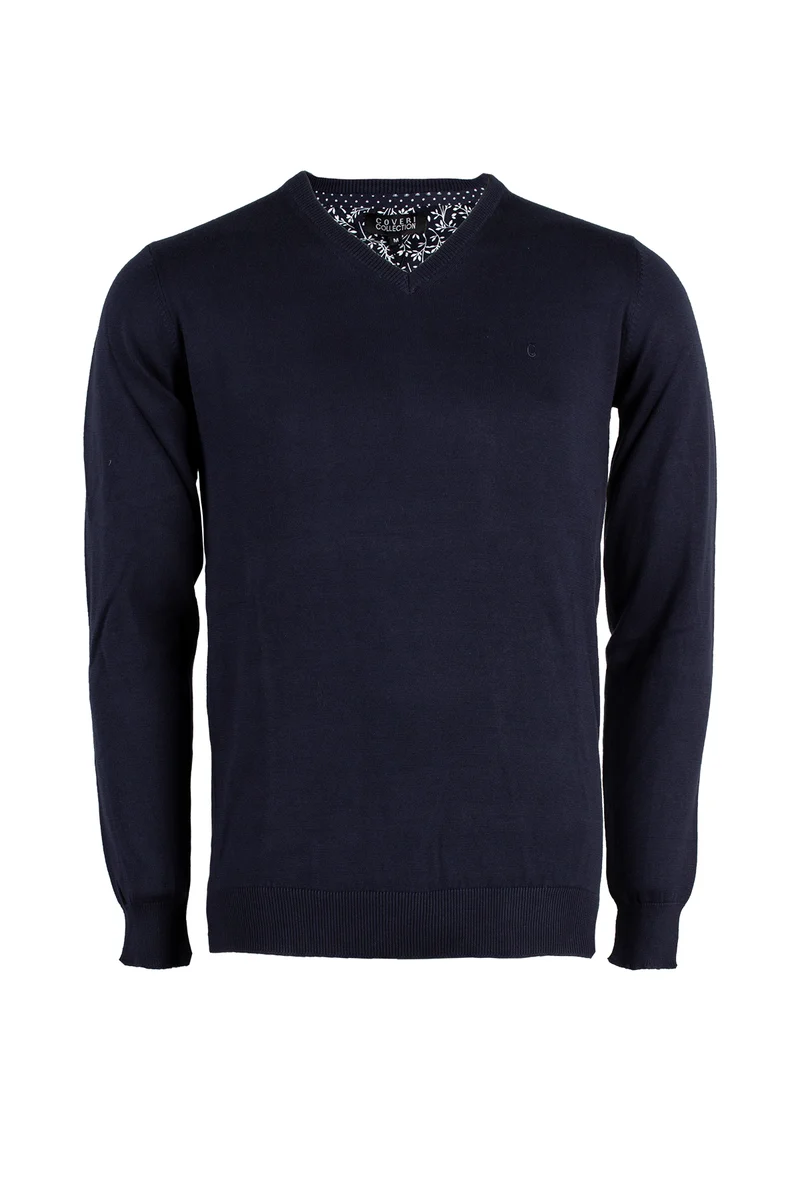 Pullover scollo a V uomo in puro cotone
