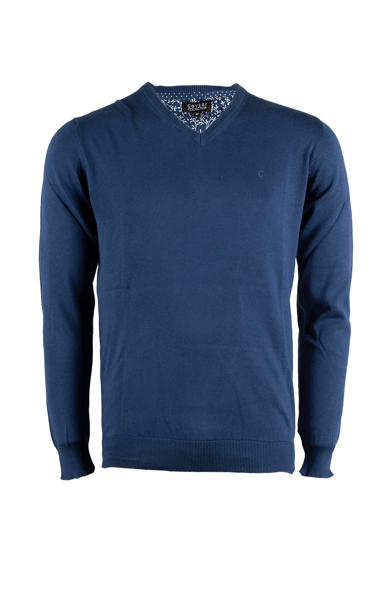 Pullover scollo a V uomo in puro cotone