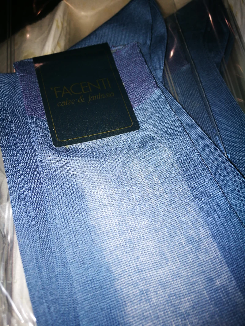 Calze lunghe uomo in filo di scozia Léger Chiffon Facenti, taglia 12, colore avio, 4 paia. 200g.