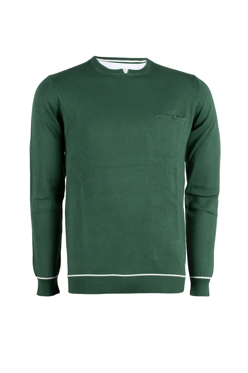 Pullover uomo girocollo con doppio collo a contrasto