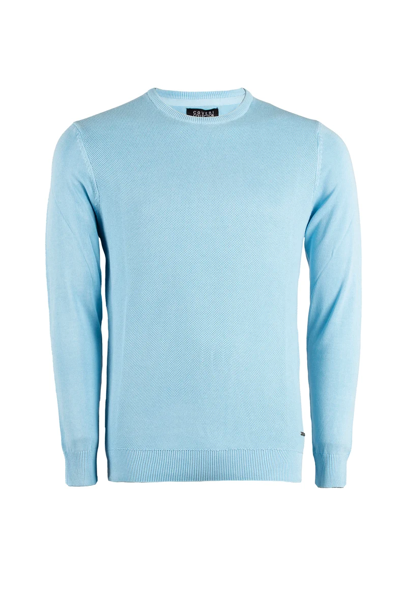 Pullover girocollo uomo con trama lavorata