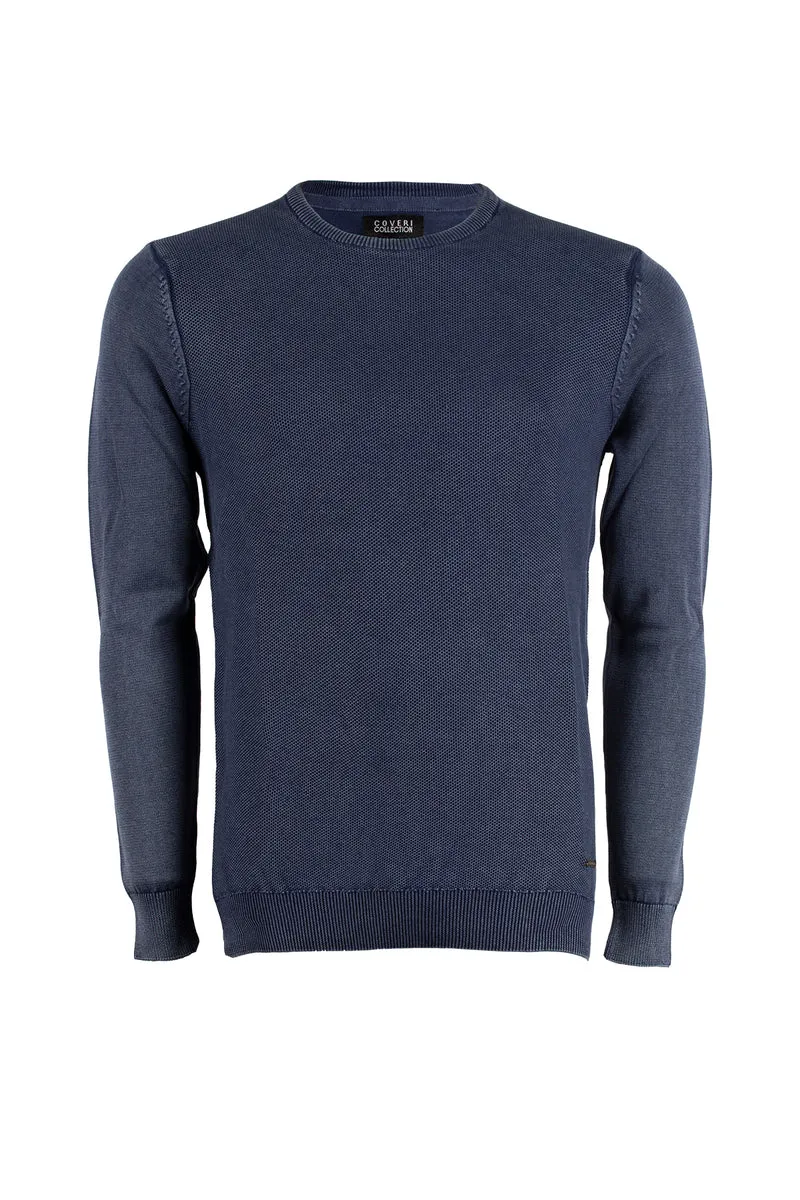 Pullover girocollo uomo con trama lavorata