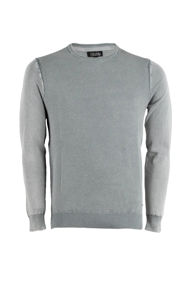 Pullover girocollo uomo con trama lavorata