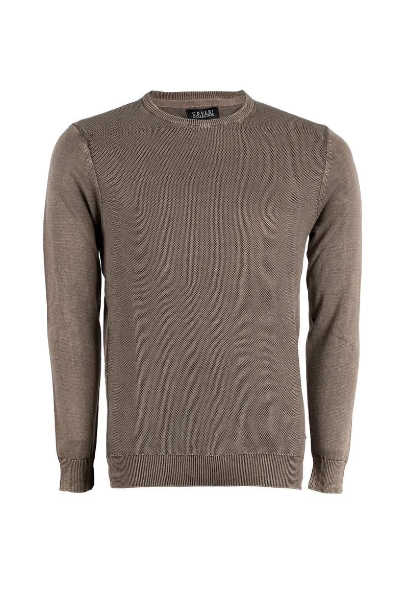 Pullover girocollo uomo con trama lavorata
