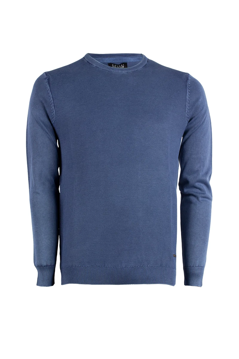 Pullover girocollo uomo con trama lavorata
