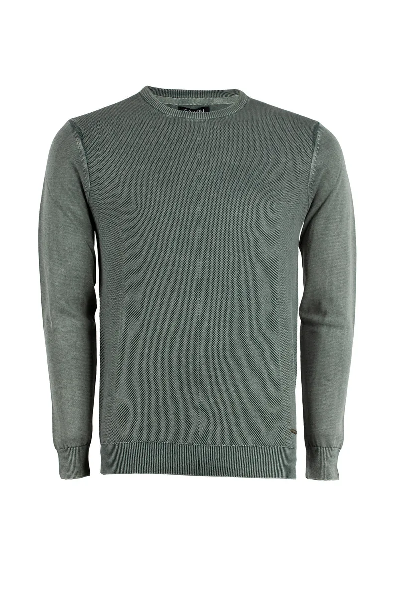 Pullover girocollo uomo con trama lavorata