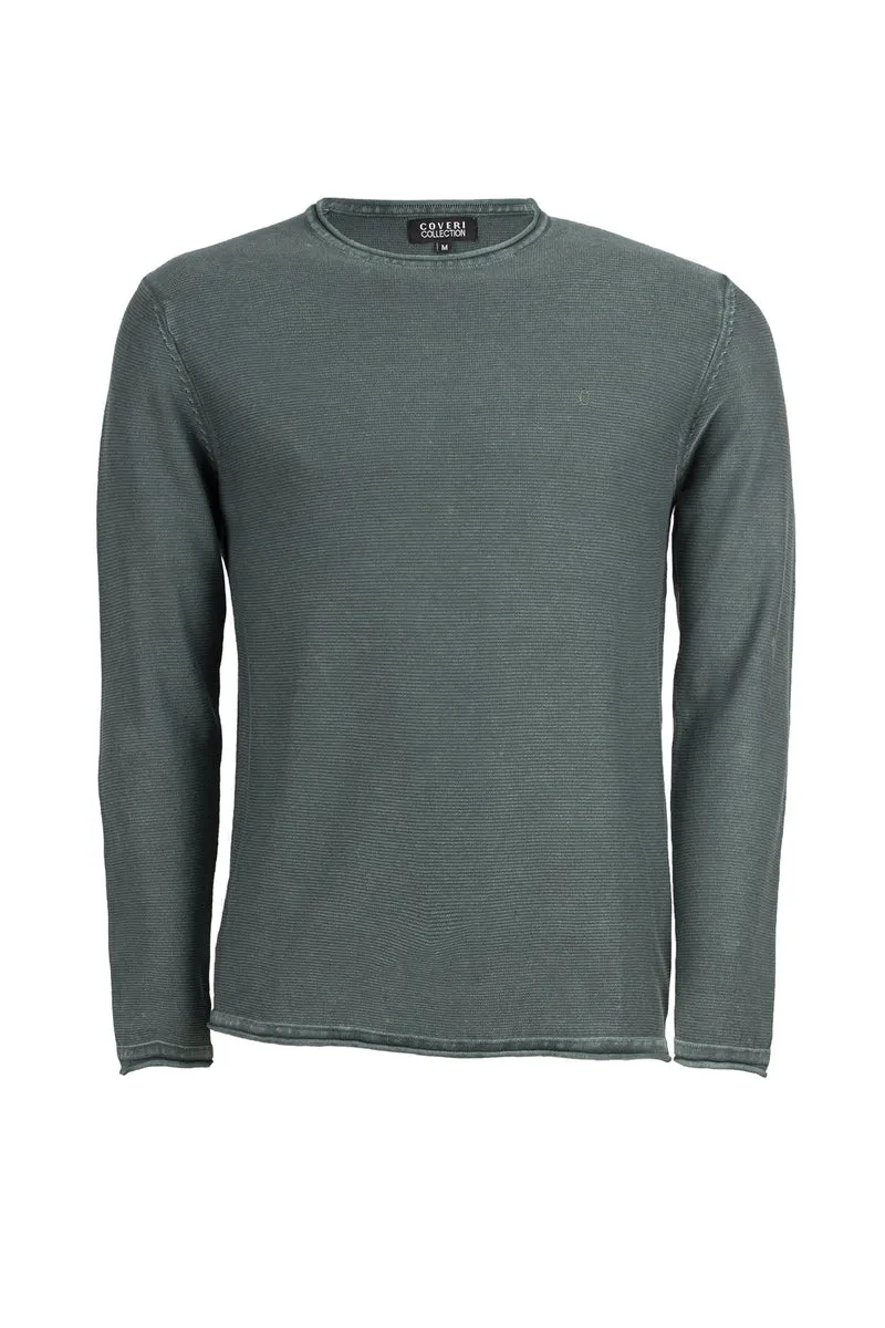 Pullover uomo girocollo acid wash