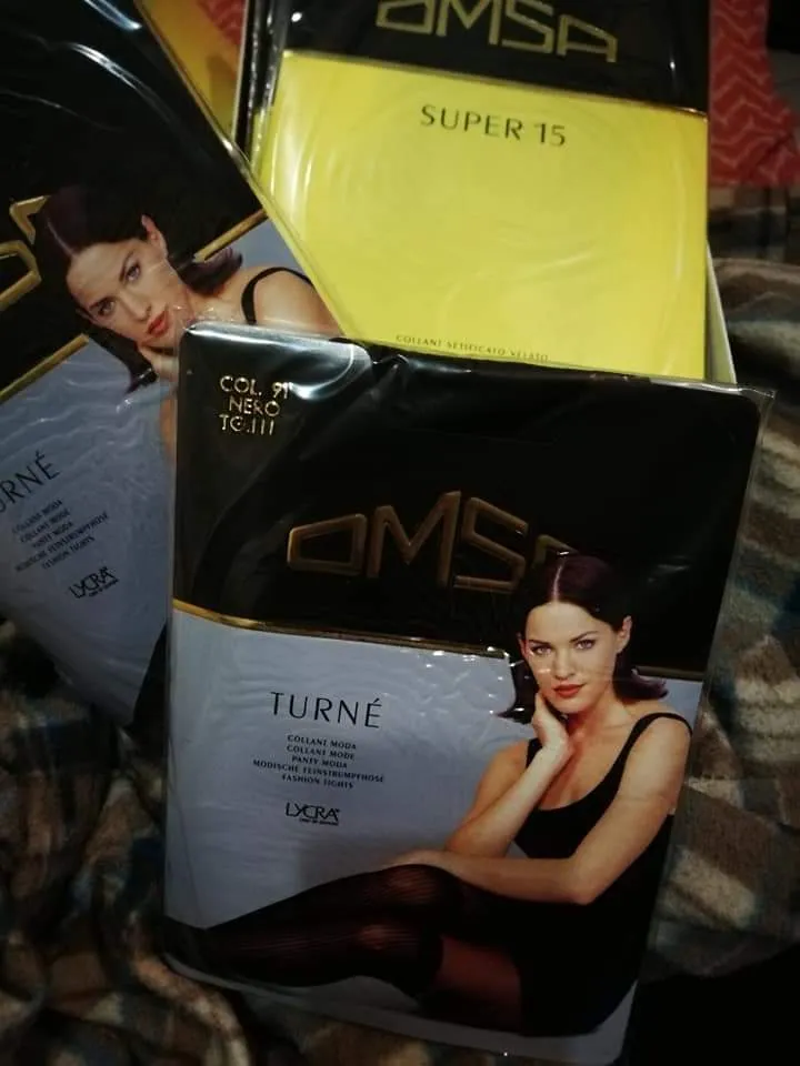 Collant OMSA taglia III, 8 paia Super 15 colore Mocca e 2 nere Turnè moda. 500g