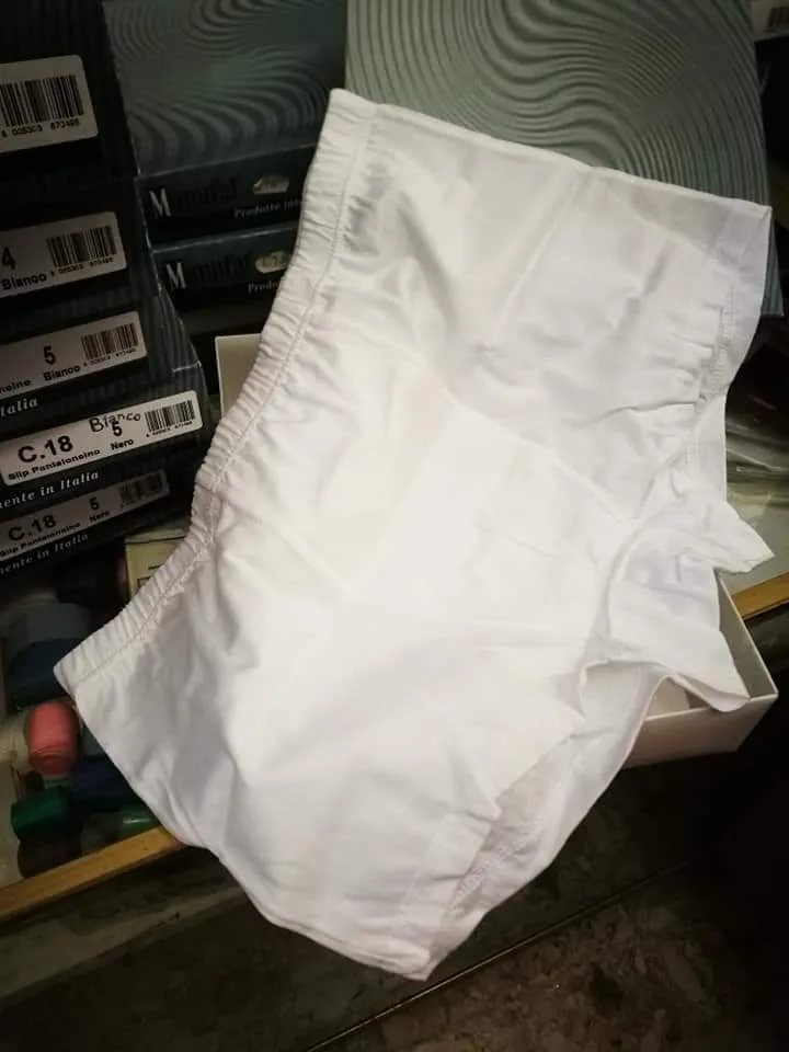 Intimo uomo Manufat, pantaloncino in filo di scozia, colore bianco e nero, 150g.