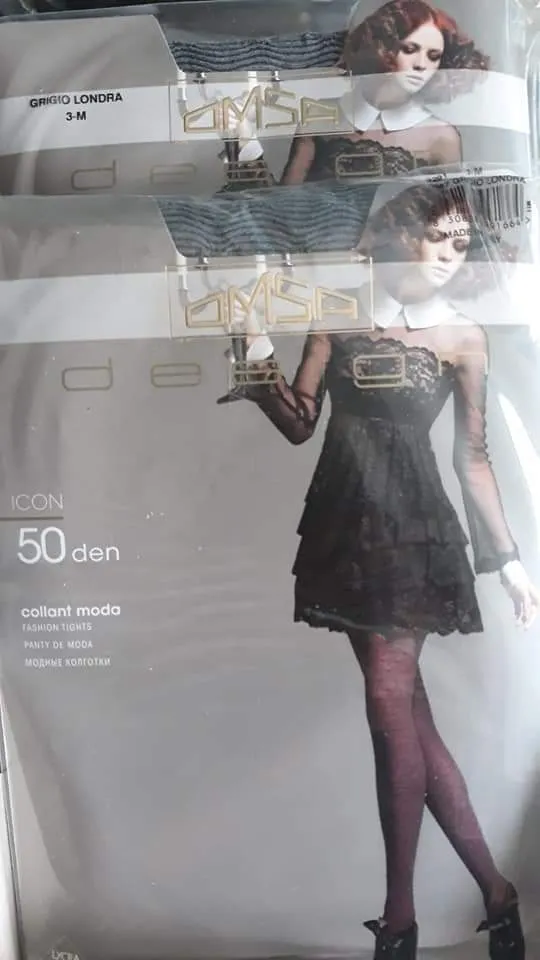 Collant Moda OMSA, 50 Den in mix di tre fantasie, taglia 3/M. Tre paia, 150g.