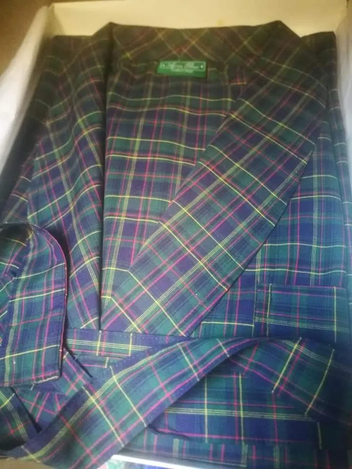 Vestaglia uomo, misto cotone, verde - blu, taglia 50,54. 600g.
