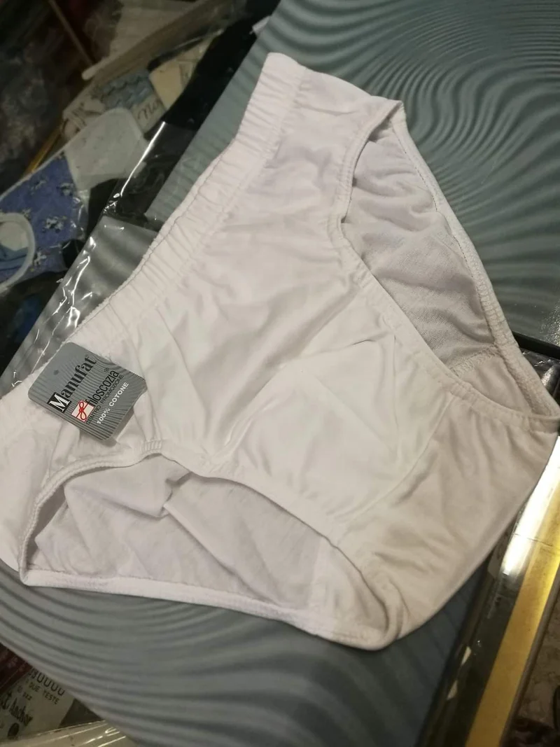 Slip uomo in filo di Scozia Manufat, bianco. Taglia, 3,4,6. 100g.
