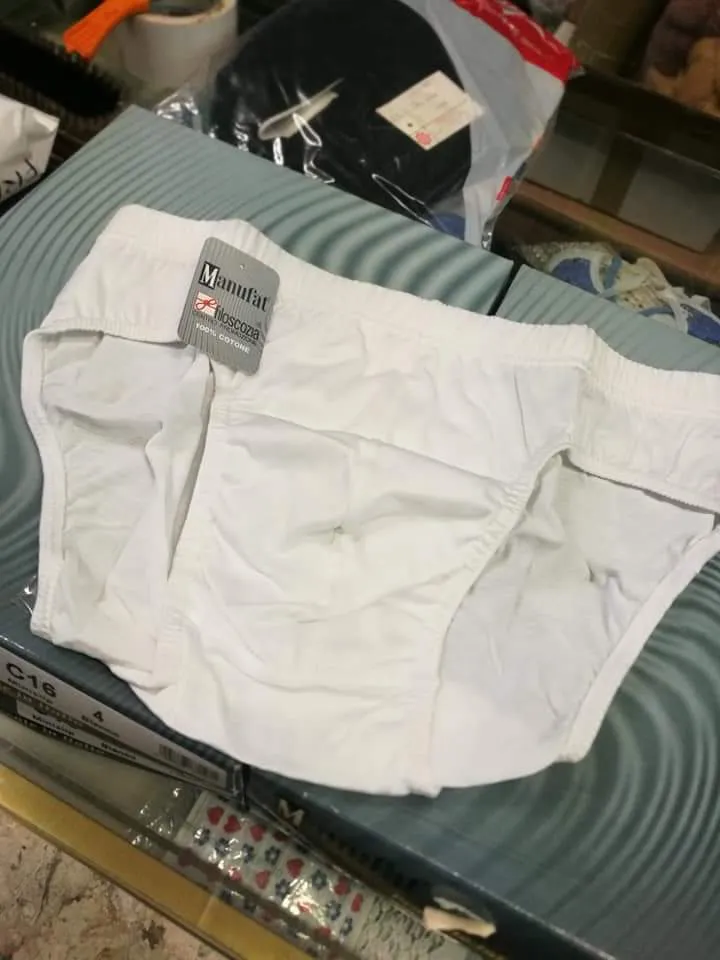 Mini-Slip uomo in filo di Scozia Manufat, bianco. Taglia, 3,4,5,6. 100g.