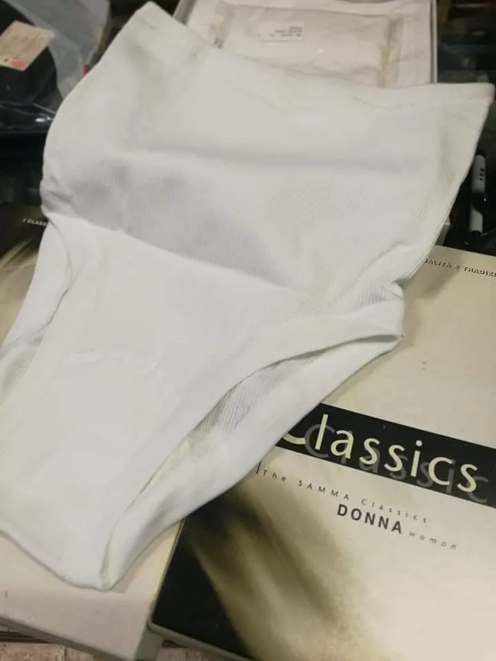 Mutanda donna classica, Samma, bianca, puro cotone. Taglia 5, 6, 7. 100g.