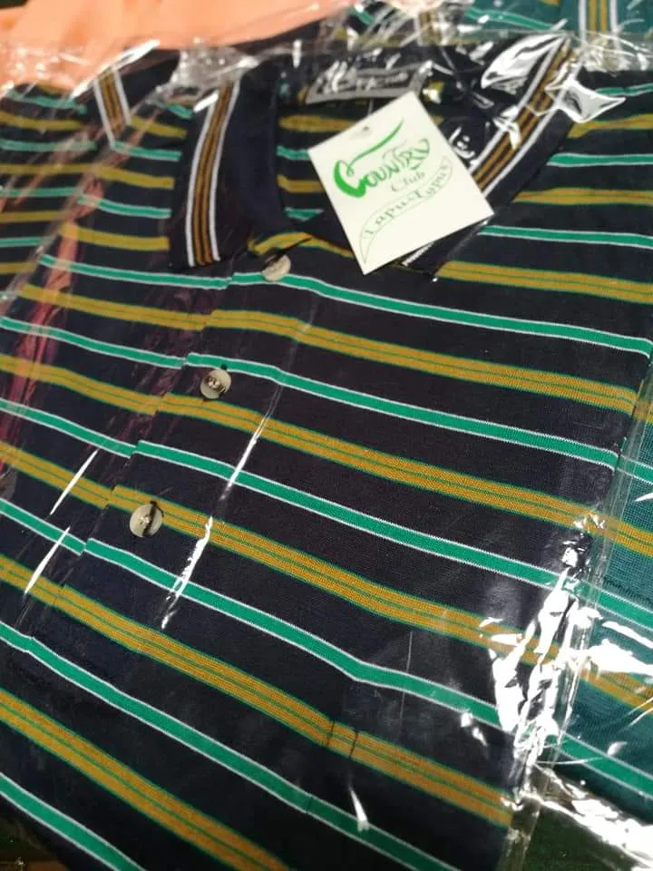 T-Shirt uomo a righe fantasia, misto cotone, taglia L.200g..