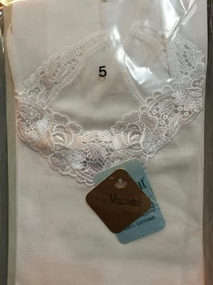 Maglia intima donna, spallina, in filo di Scozia Manufat, 100g.