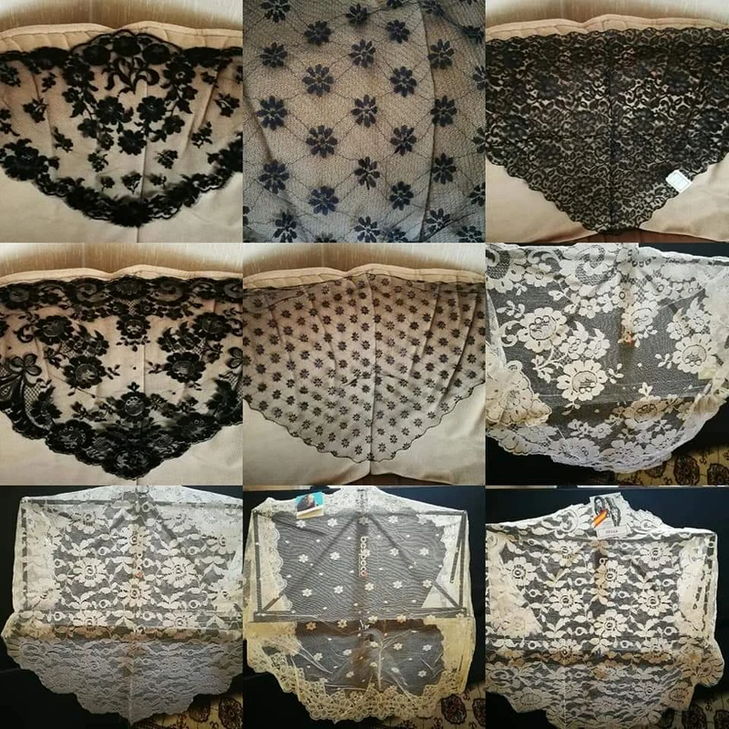 Stock di 30 triangoli di pizzo vintage, originali anni sessanta, 600g.g.