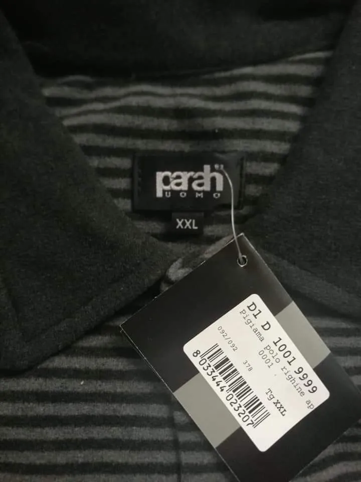 Pigiama polo uomo Parah grigio a righine, 1kg.